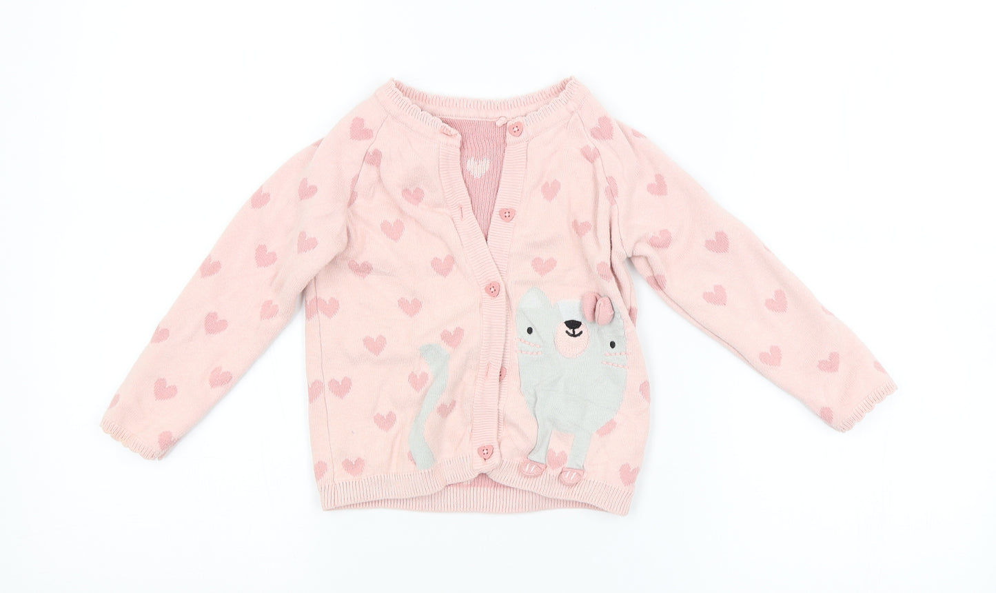 TU Girls Pink Spotted  Cardigan Jumper Size 18-24 Months