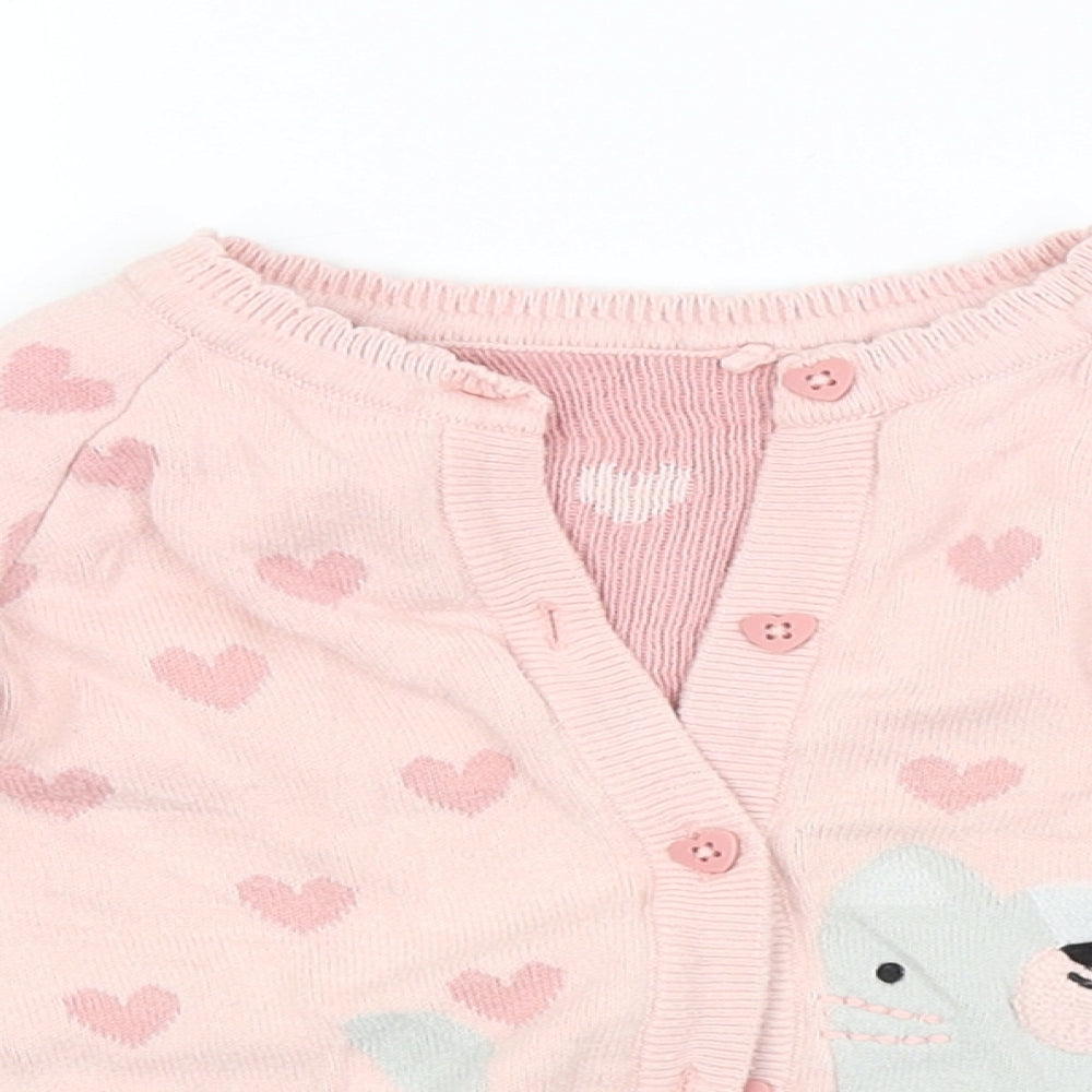 TU Girls Pink Spotted  Cardigan Jumper Size 18-24 Months