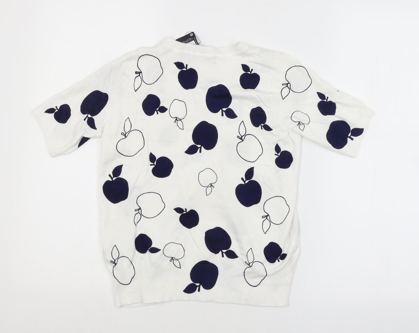 M&S Womens White Geometric  Pullover Jumper Size 8