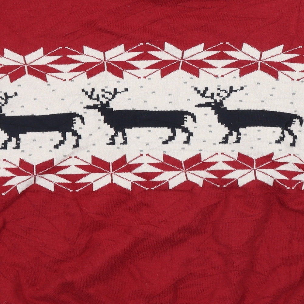 JACK & JONES Mens Red Argyle/Diamond  Pullover Jumper Size L