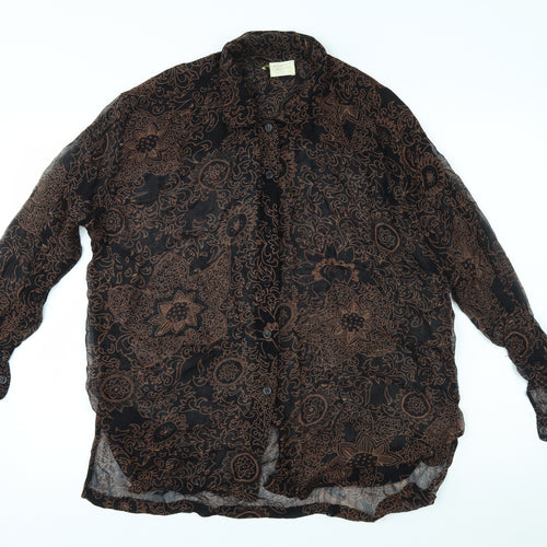 Charlotte Halton Womens Black Floral  Basic Button-Up Size 12