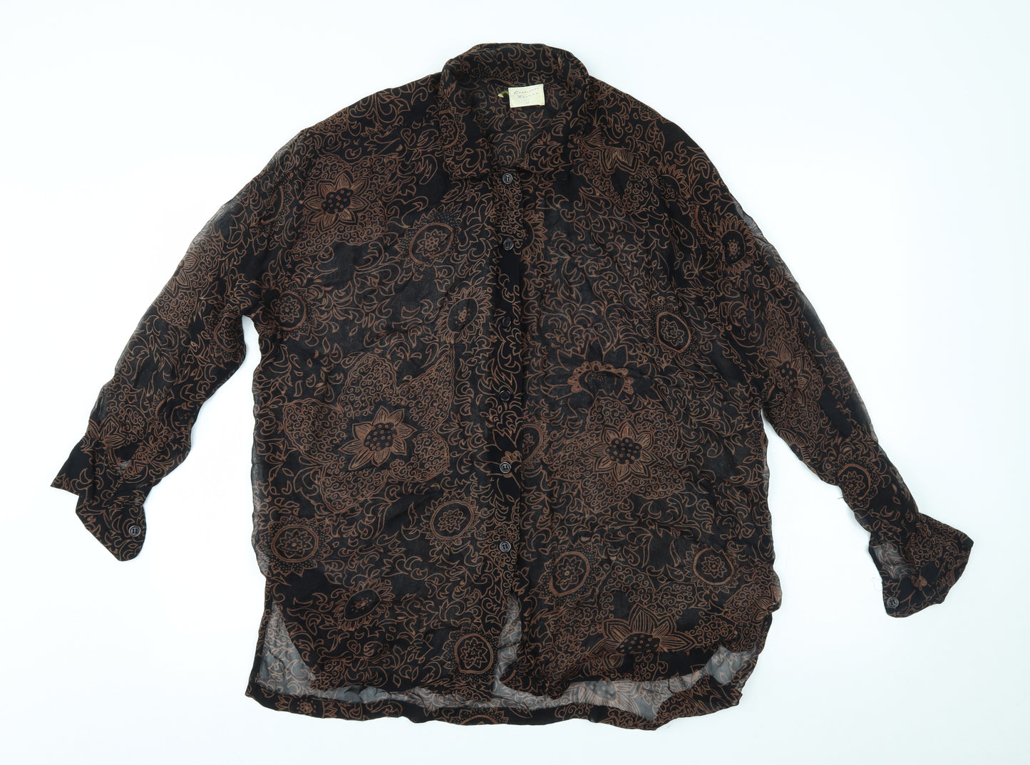 Charlotte Halton Womens Black Floral  Basic Button-Up Size 12