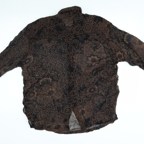 Charlotte Halton Womens Black Floral  Basic Button-Up Size 12
