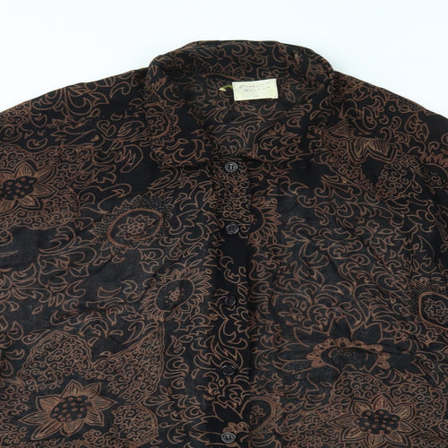 Charlotte Halton Womens Black Floral  Basic Button-Up Size 12