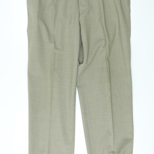 M&S Womens Beige Check  Trousers  Size 38 L31 in