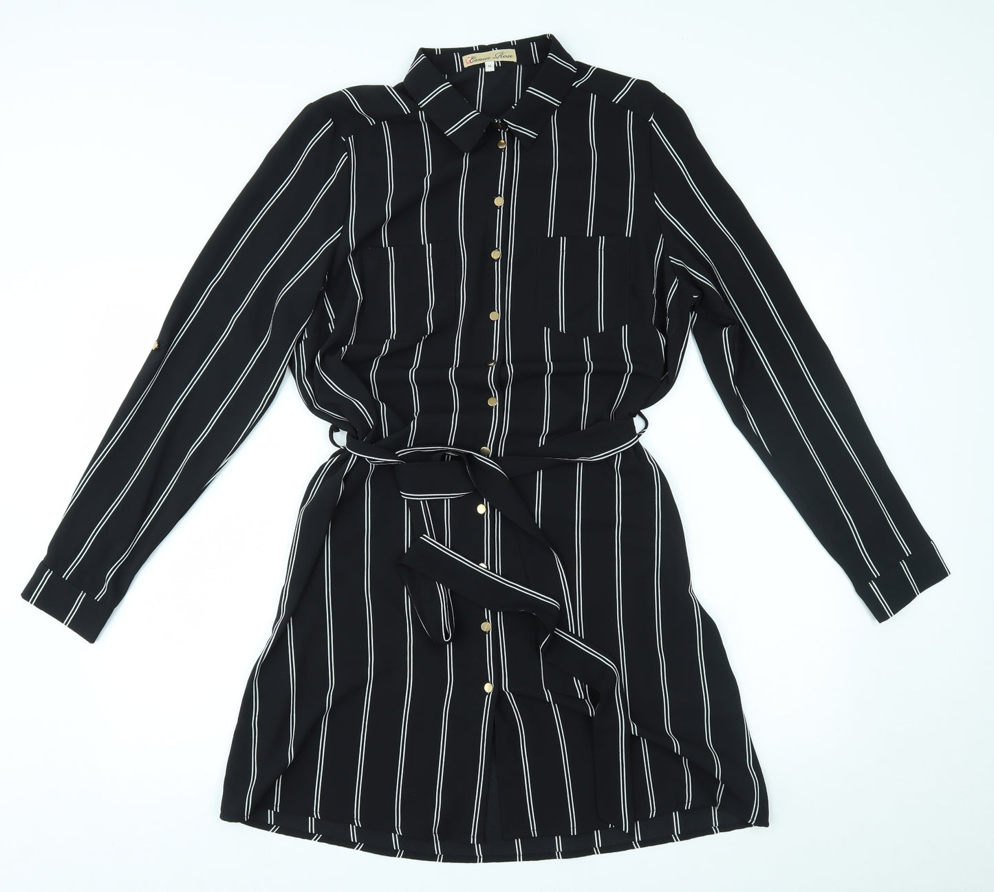 Cameo Rose Womens Black Striped  T-Shirt Dress  Size 14