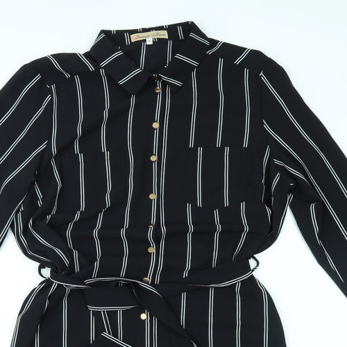 Cameo Rose Womens Black Striped  T-Shirt Dress  Size 14
