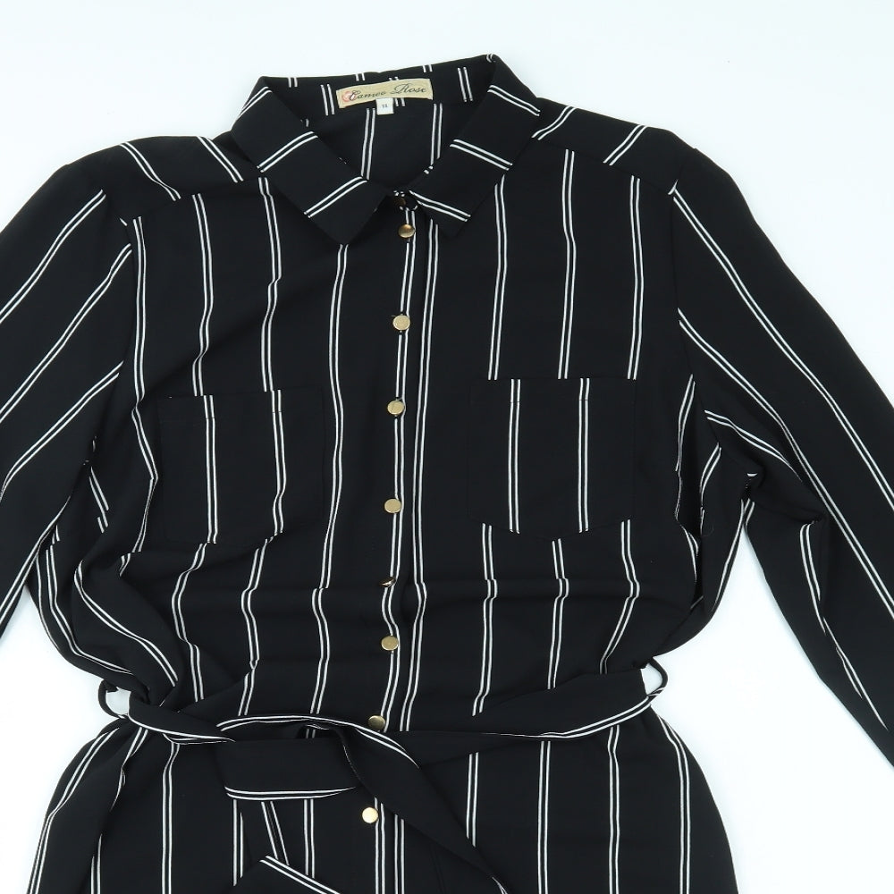 Cameo Rose Womens Black Striped  T-Shirt Dress  Size 14