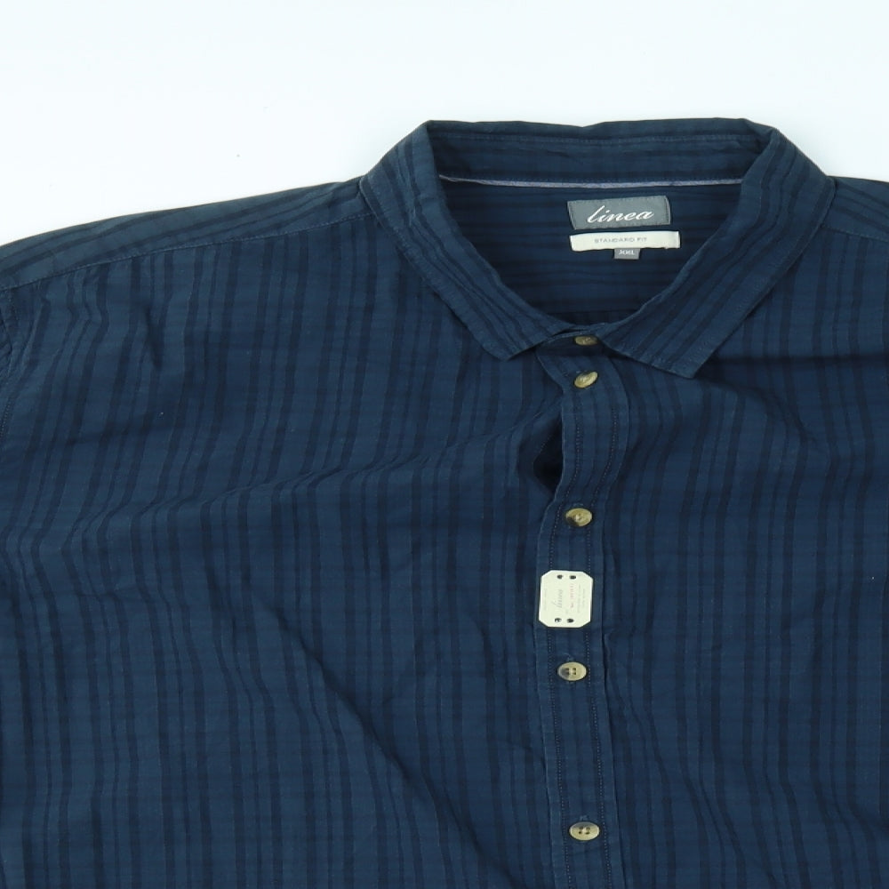 Linea Mens Blue Striped   Button-Up Size 2XL