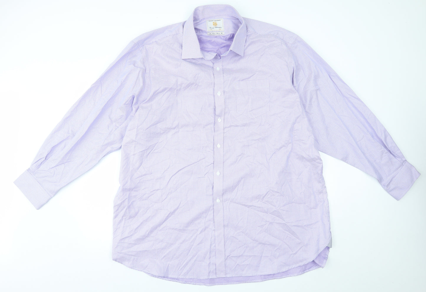 Brook Taverner Mens Purple Check   Dress Shirt Size 19