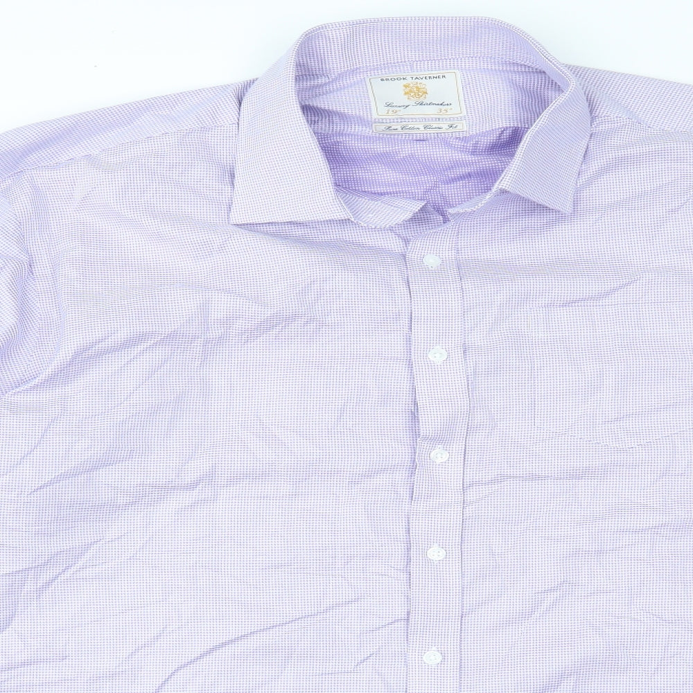Brook Taverner Mens Purple Check   Dress Shirt Size 19