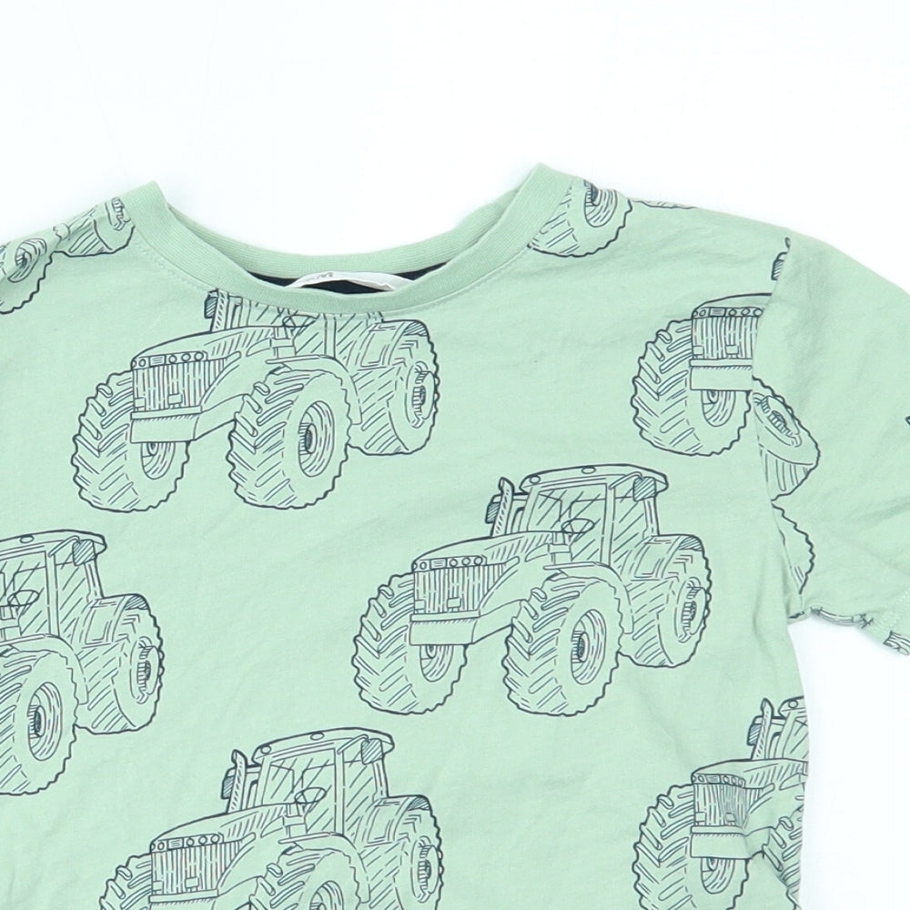 H&M Boys Green   Basic T-Shirt Size 4-5 Years  - tractors