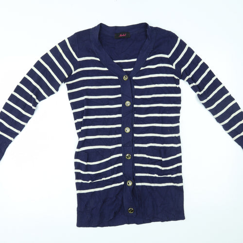 Motel Womens Blue Striped  Cardigan Jumper Size S