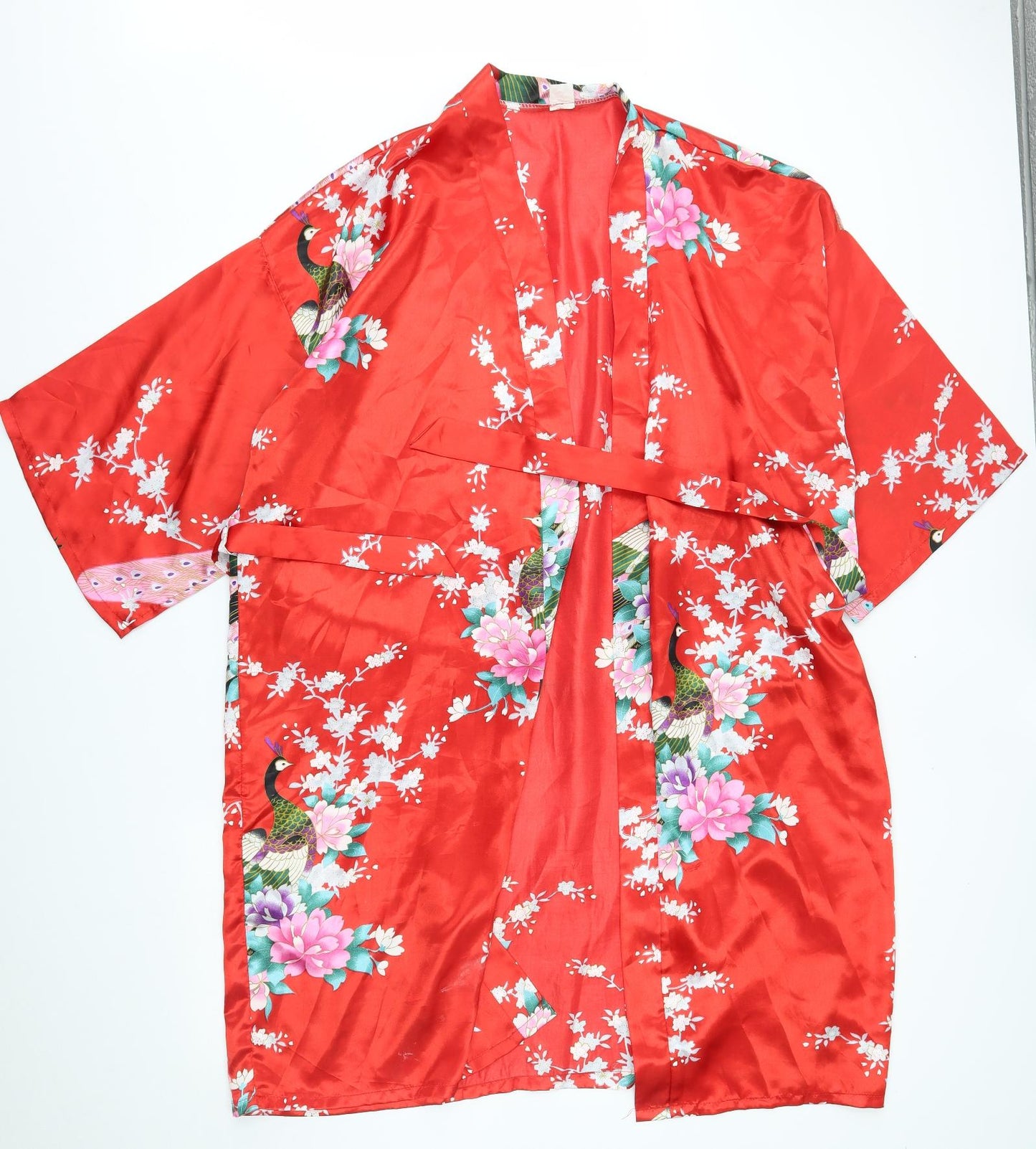 Singapore Womens Red Floral  Kimono Robe Size M