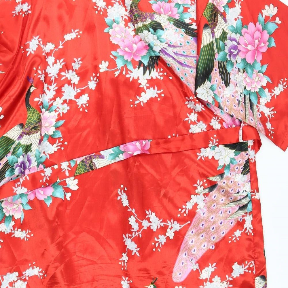 Singapore Womens Red Floral  Kimono Robe Size M