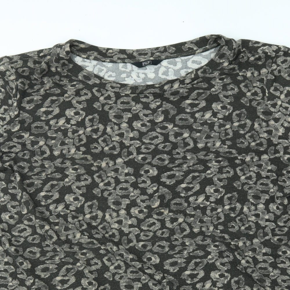F&F Womens Grey Animal Print  Tunic Jumper Size 22