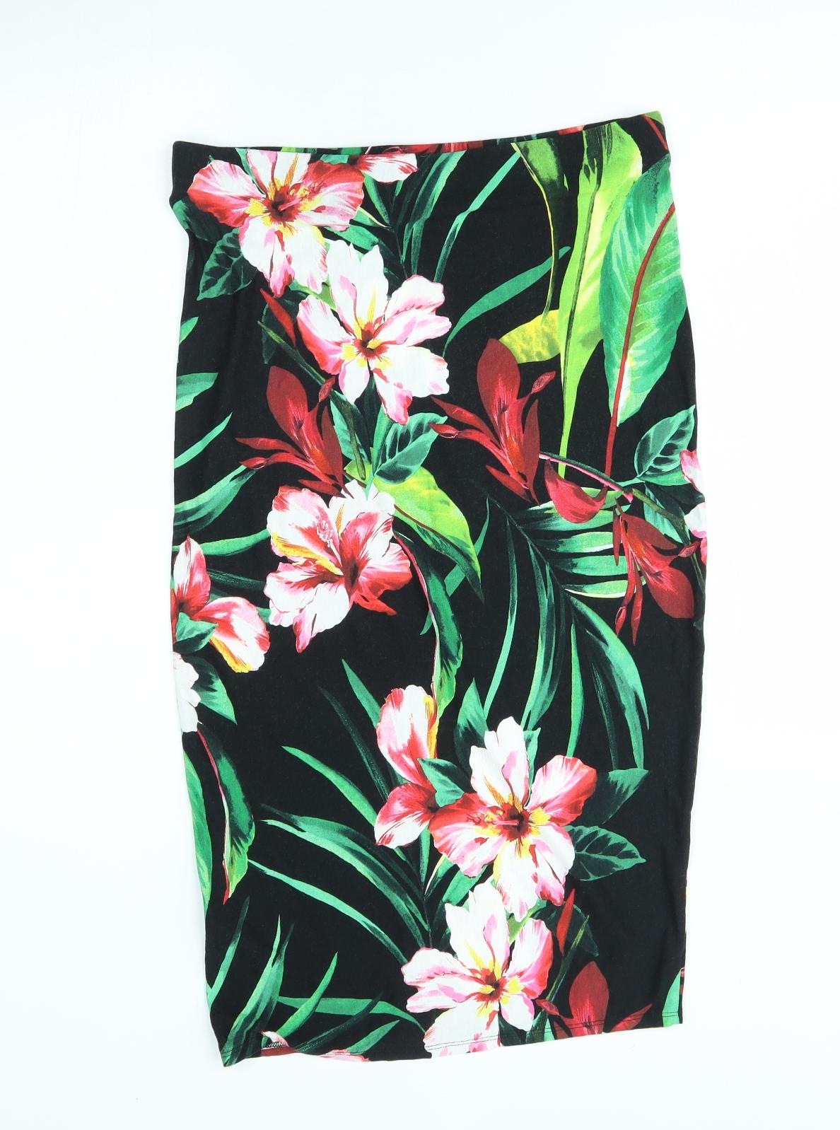 Dorothy Perkins Womens Green Floral  Straight & Pencil Skirt Size 12