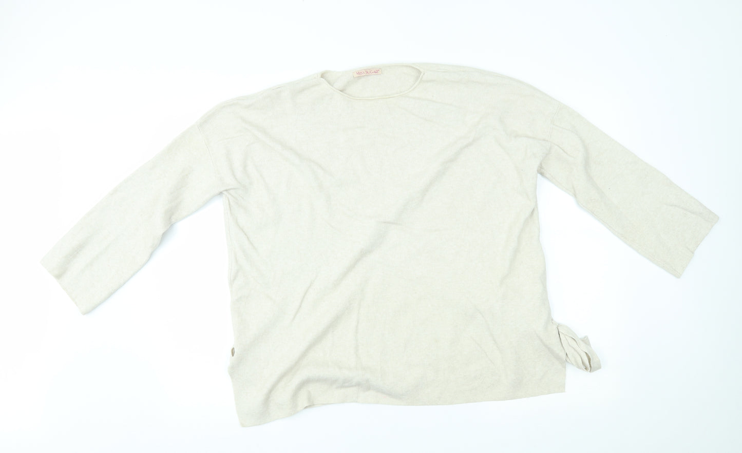 Miss sugar Womens Beige   Pullover Jumper One Size  - tie on waist