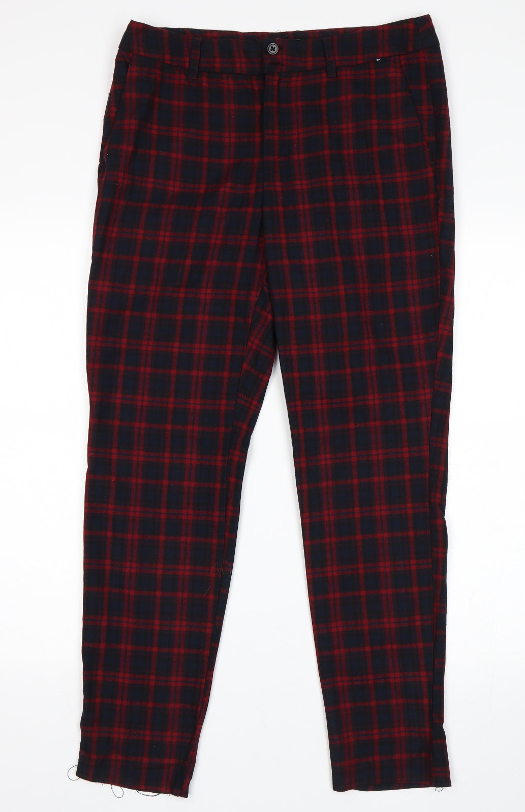 H&M Womens Multicoloured Plaid  Trousers  Size 10 L28 in