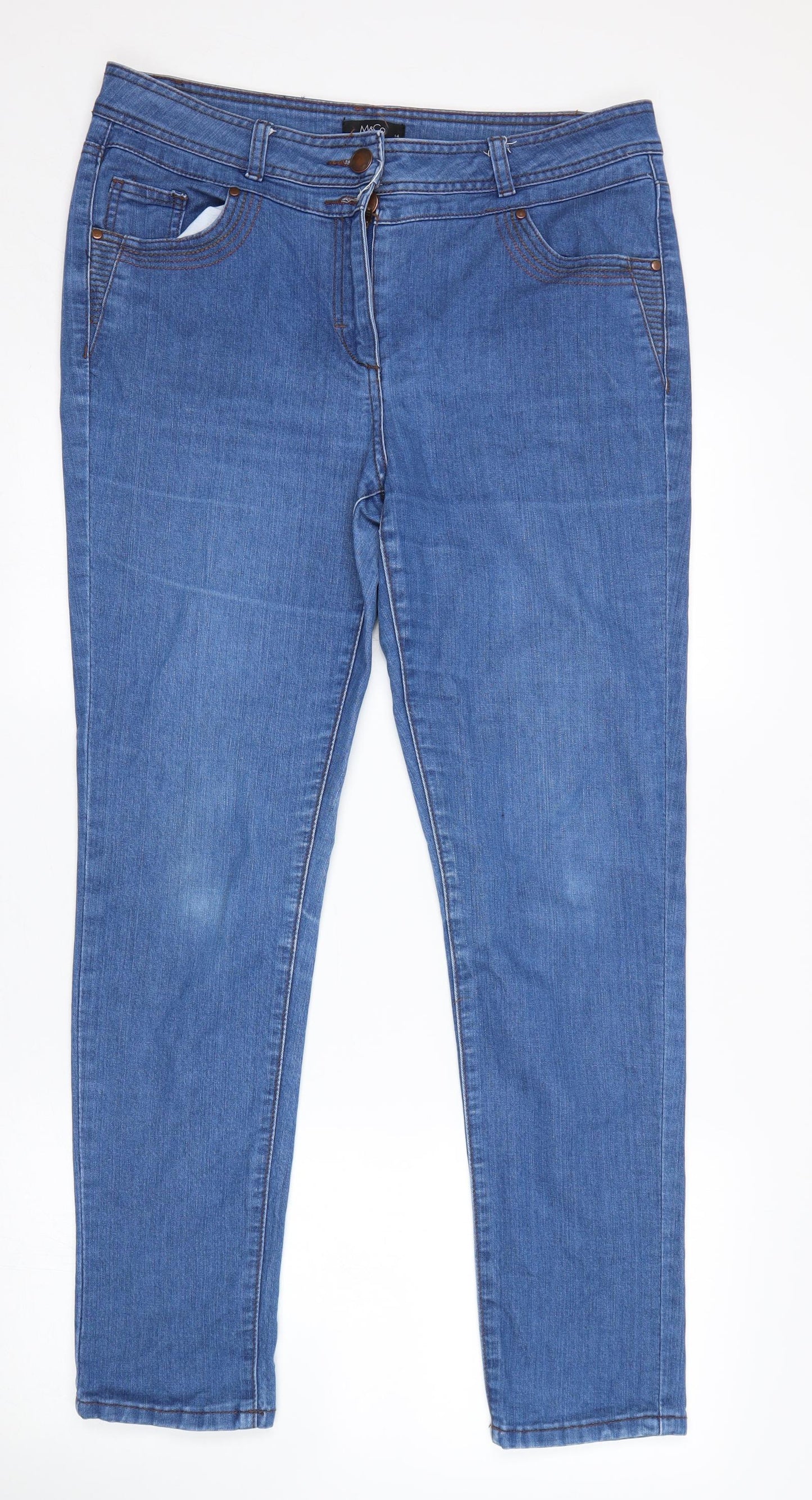 M&Co Womens Blue   Skinny Jeans Size 16 L30 in