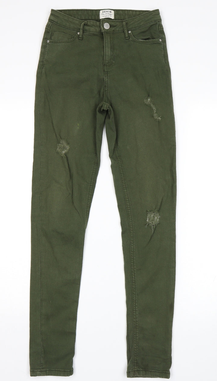 Miss Selfridge Womens Green Skinny Jeans Size 8 L28 in