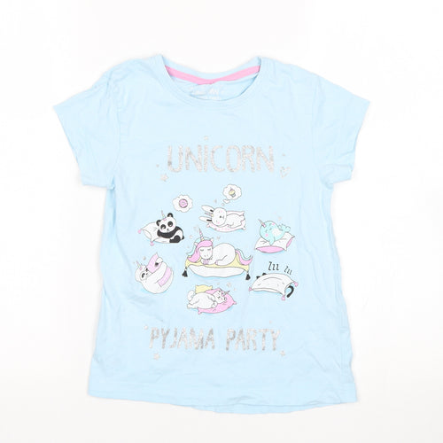 Matalan Girls Blue   Top Pyjama Top Size 8 Years  - Unicorn