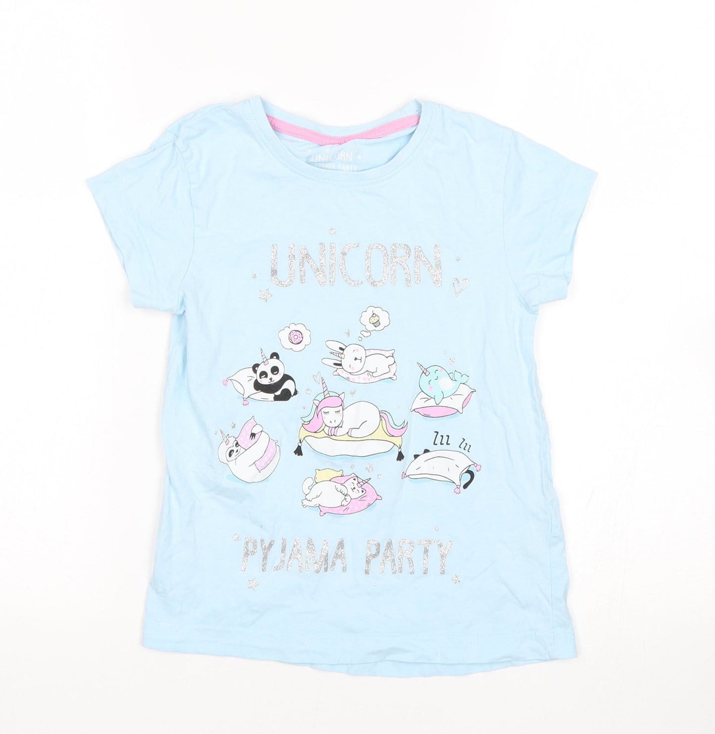 Matalan Girls Blue   Top Pyjama Top Size 8 Years  - Unicorn