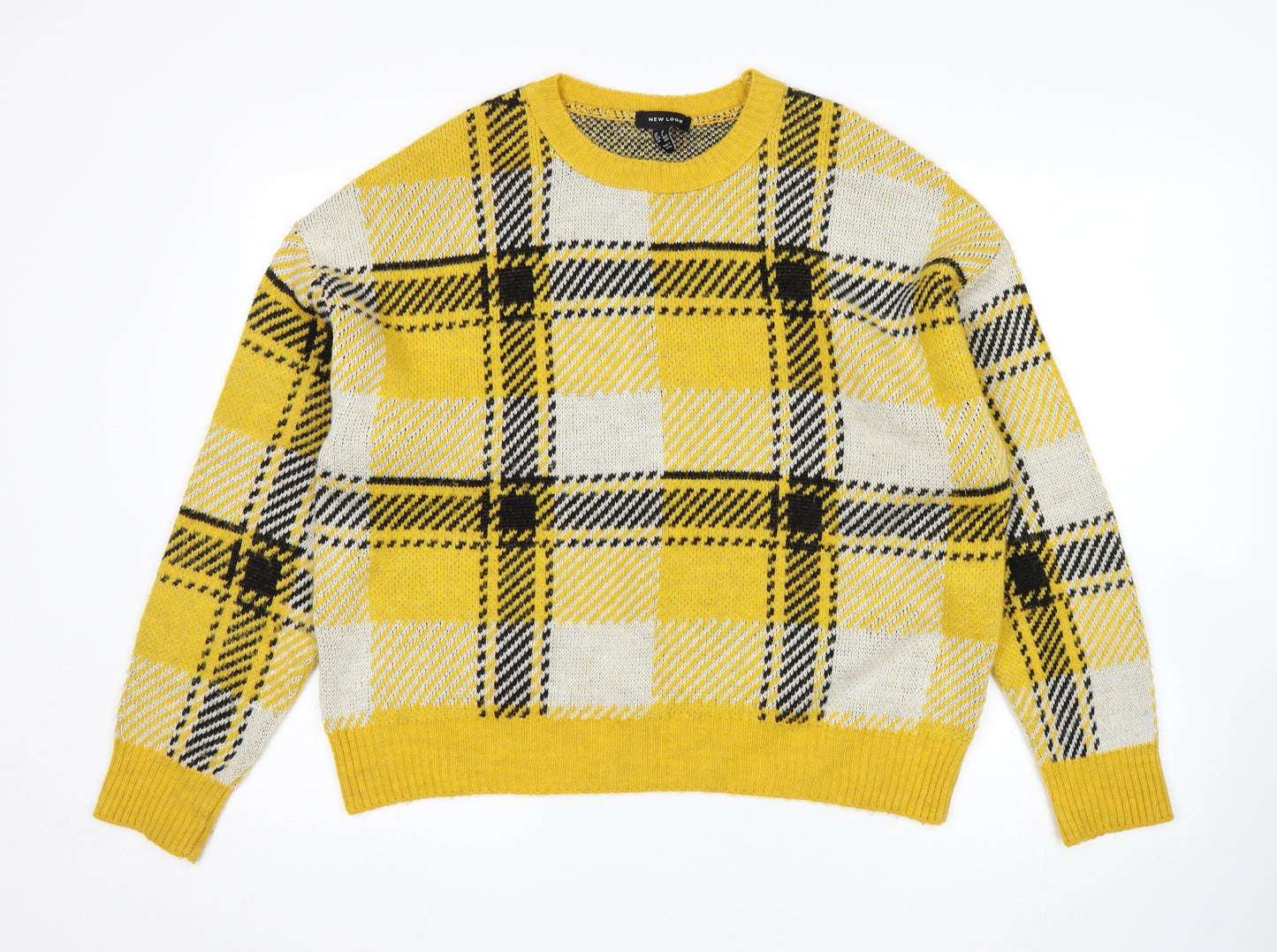 New Look  Womens Yellow Plaid  Pullover Jumper Size M