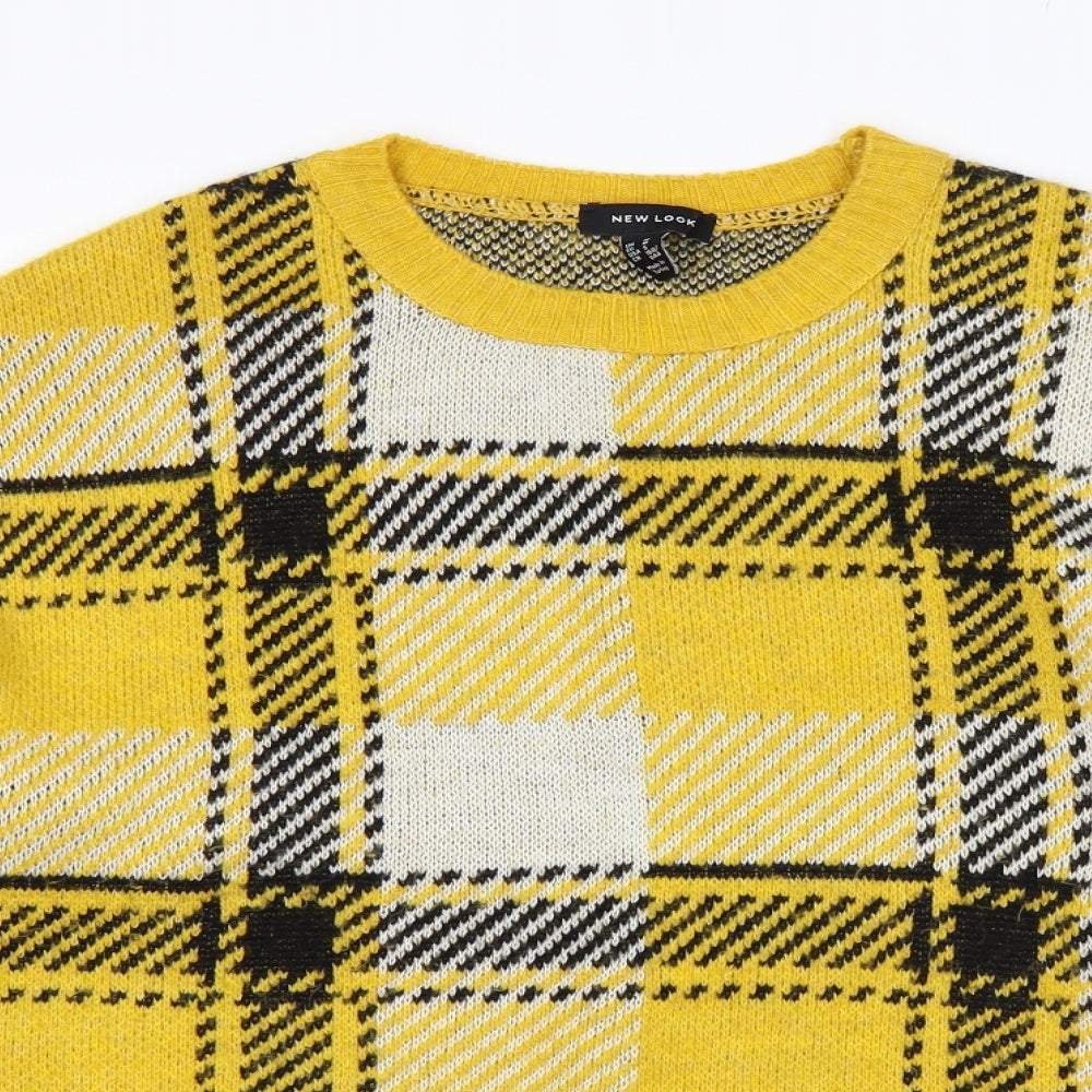 New Look  Womens Yellow Plaid  Pullover Jumper Size M