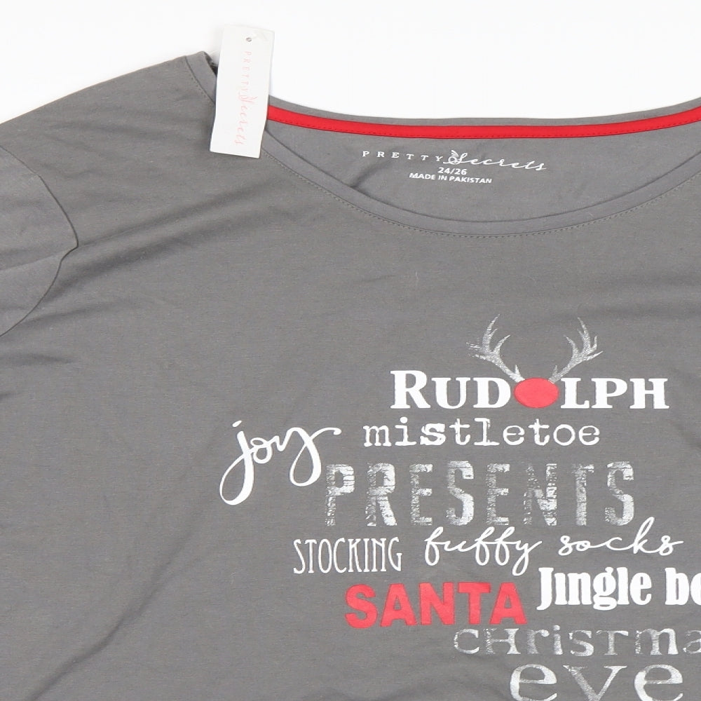 Pretty secrets Womens Grey   Top Pyjama Top Size 24