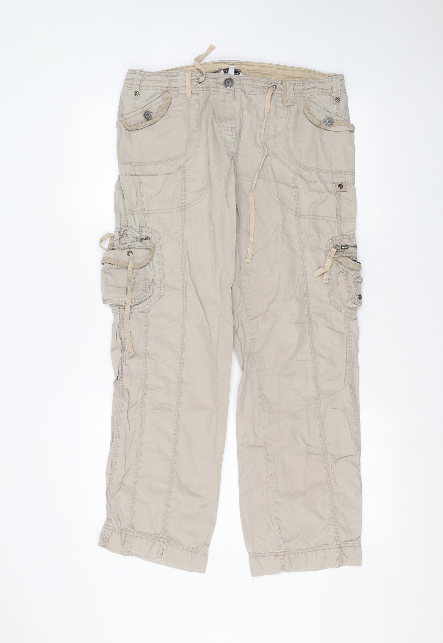 Papaya Womens Beige   Cargo Trousers Size 12 L28 in