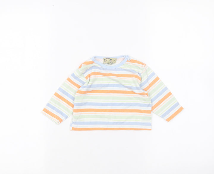 Baby C Baby White Striped Basic T-Shirt Size 3-6 Months