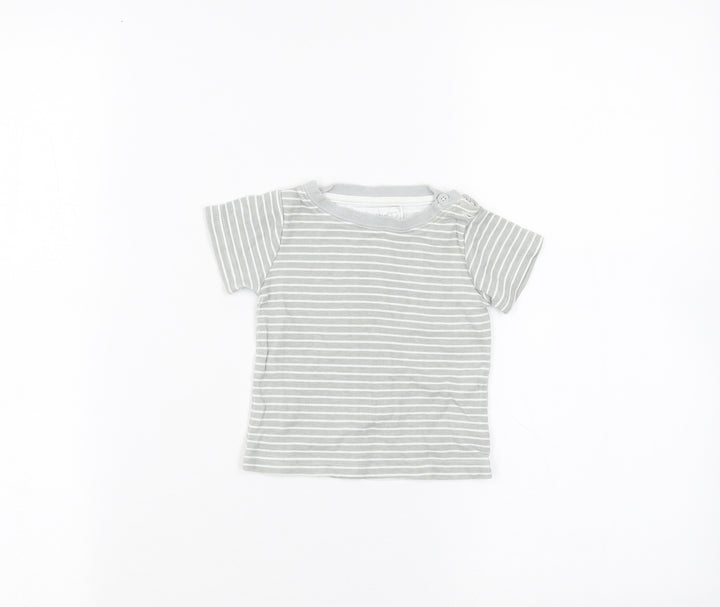 Earlydays Baby Grey Striped  Basic T-Shirt Size 6-9 Months