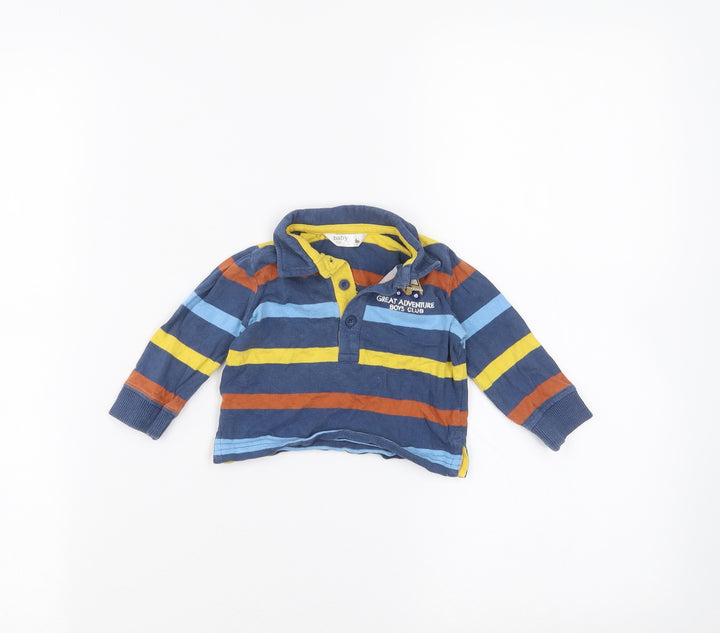 M&Co Baby Blue Striped  Basic Polo Size 3-6 Months
