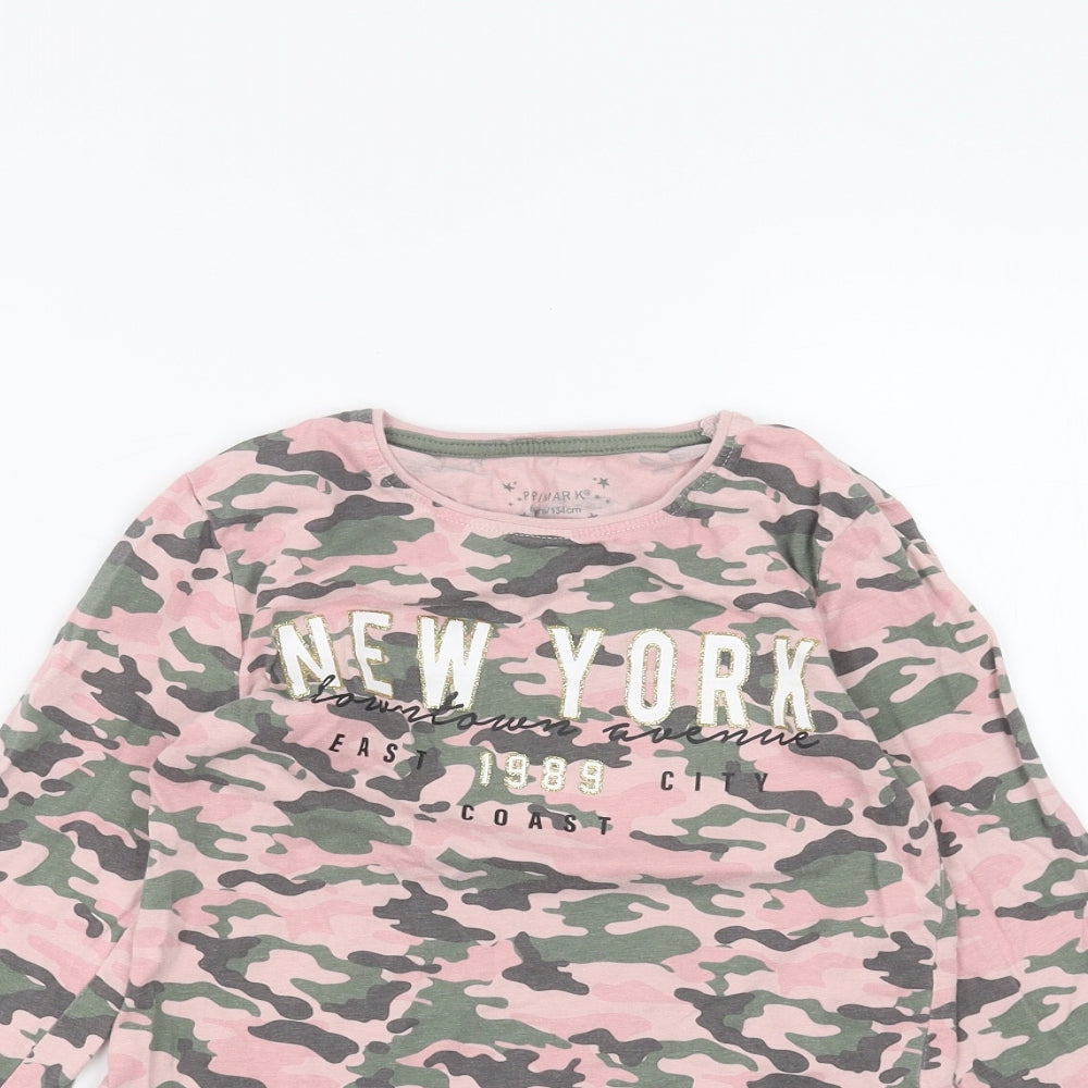 Primark Girls Pink Camouflage  Basic T-Shirt Size 8-9 Years
