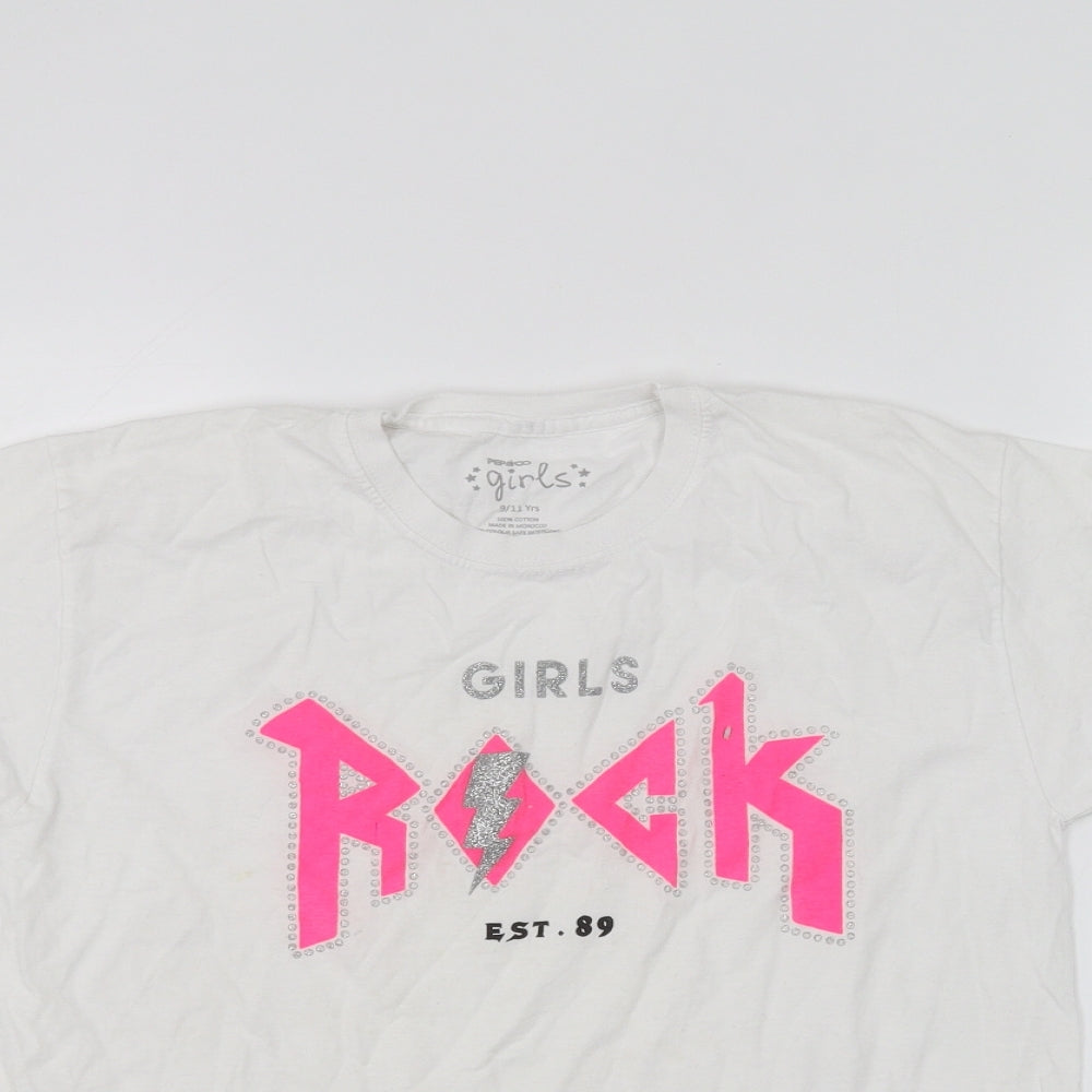 pep & Co Girls White   Basic T-Shirt Size 9-10 Years