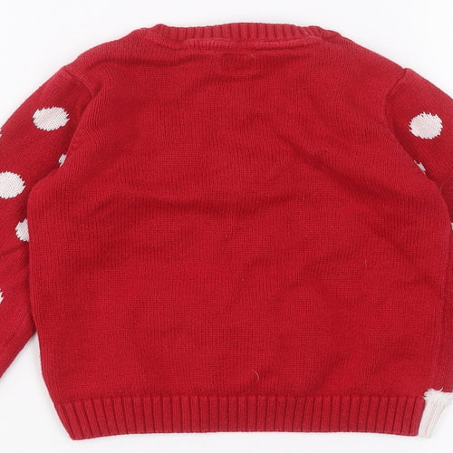 F&F Girls Red   Pullover Jumper Size 2-3 Years
