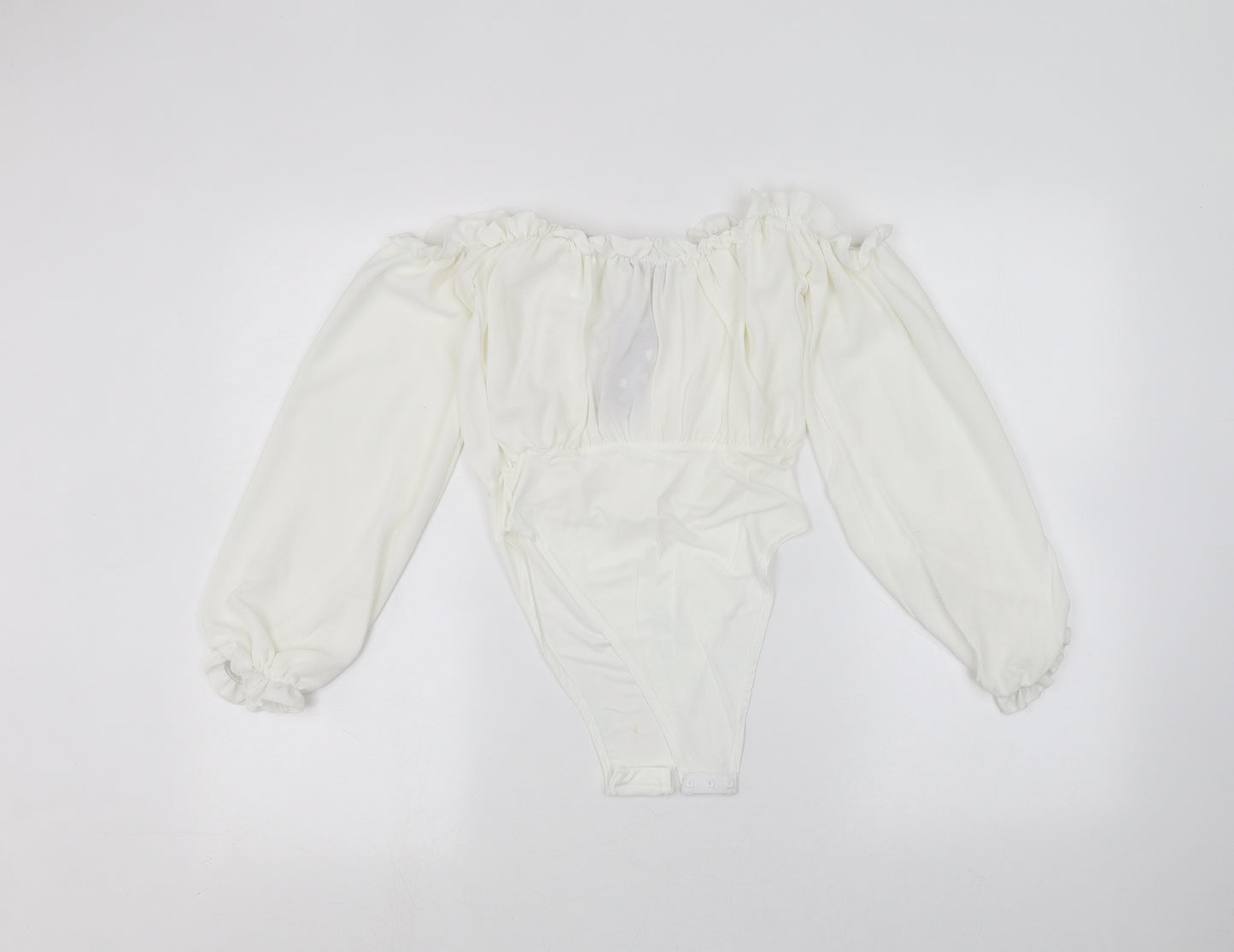 Boohoo Womens White   Bodysuit One-Piece Size 8