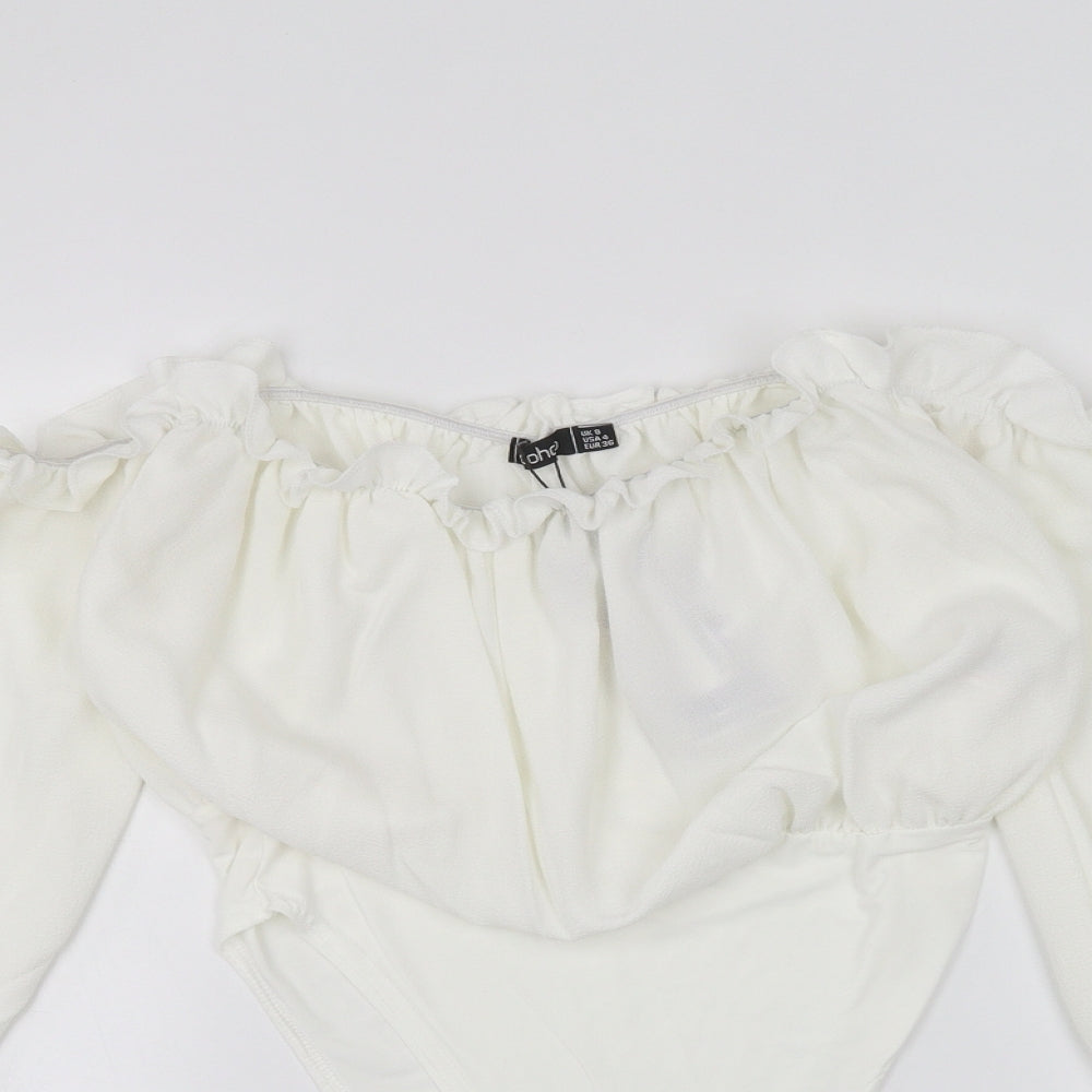 Boohoo Womens White   Bodysuit One-Piece Size 8