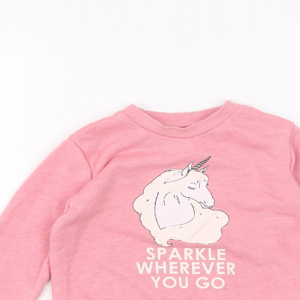 Primark Girls Pink   Pullover Jumper Size 4-5 Years  - Unicorn