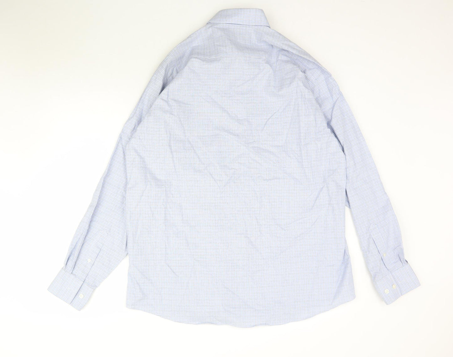 Greenwoods Mens Blue Plaid   Dress Shirt Size L