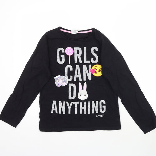 TU Girls Black   Basic T-Shirt Size 12-13 Years  - Girls Can Do Anything