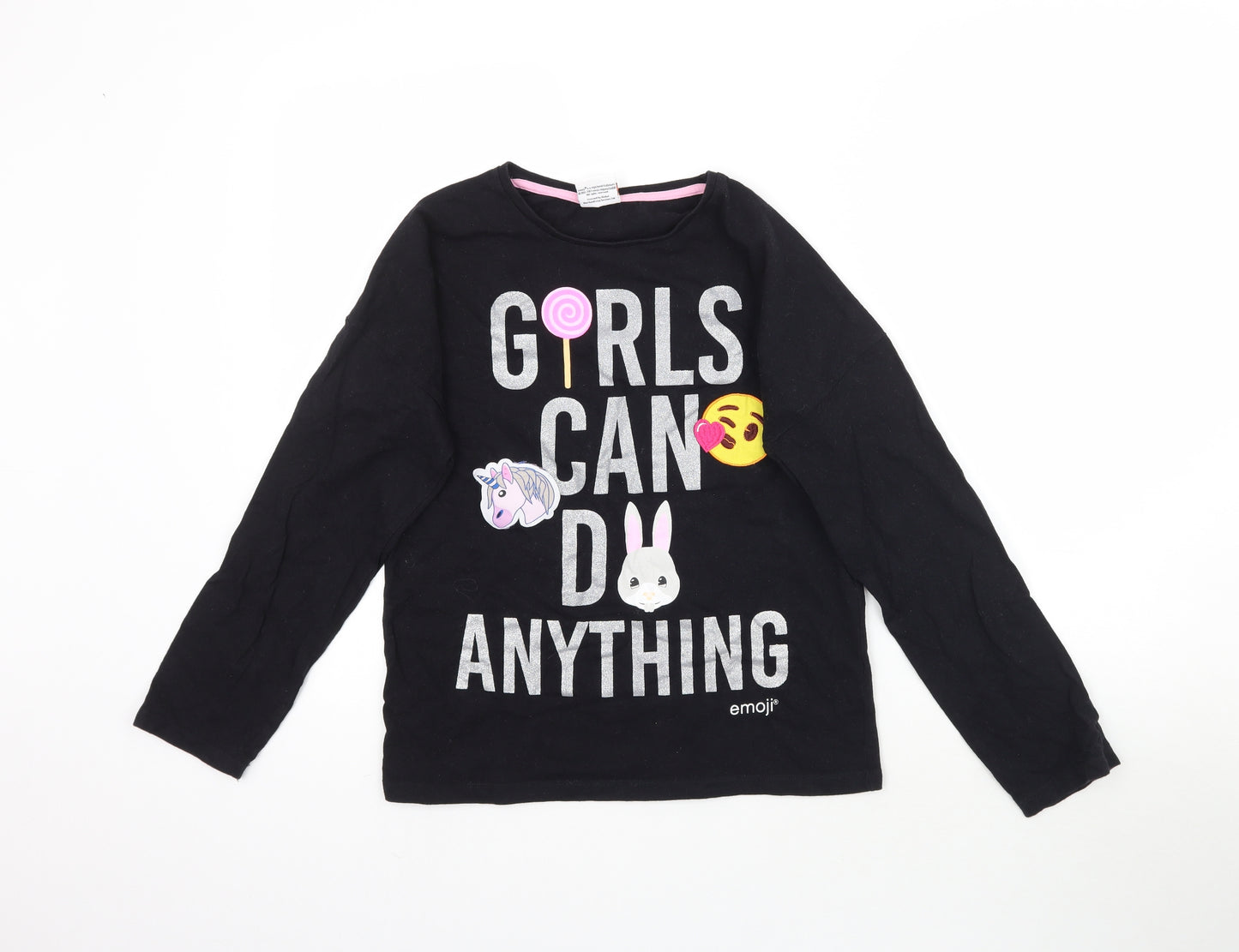 TU Girls Black   Basic T-Shirt Size 12-13 Years  - Girls Can Do Anything