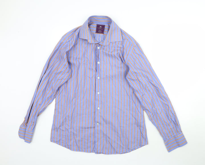 Hawes & Curtis Mens Purple Striped   Button-Up Size M