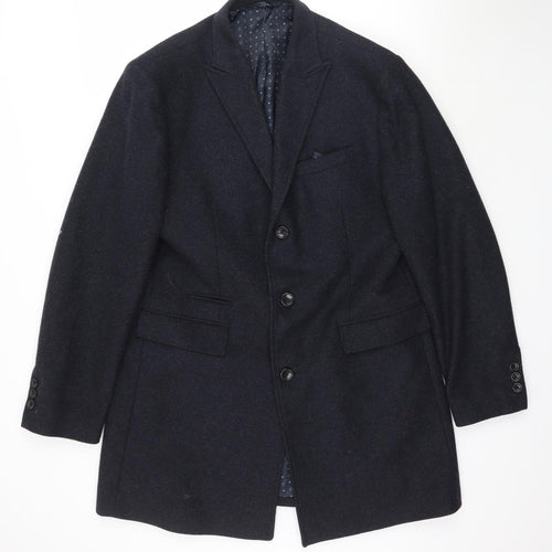 NEXT Mens Black   Overcoat Coat Size L