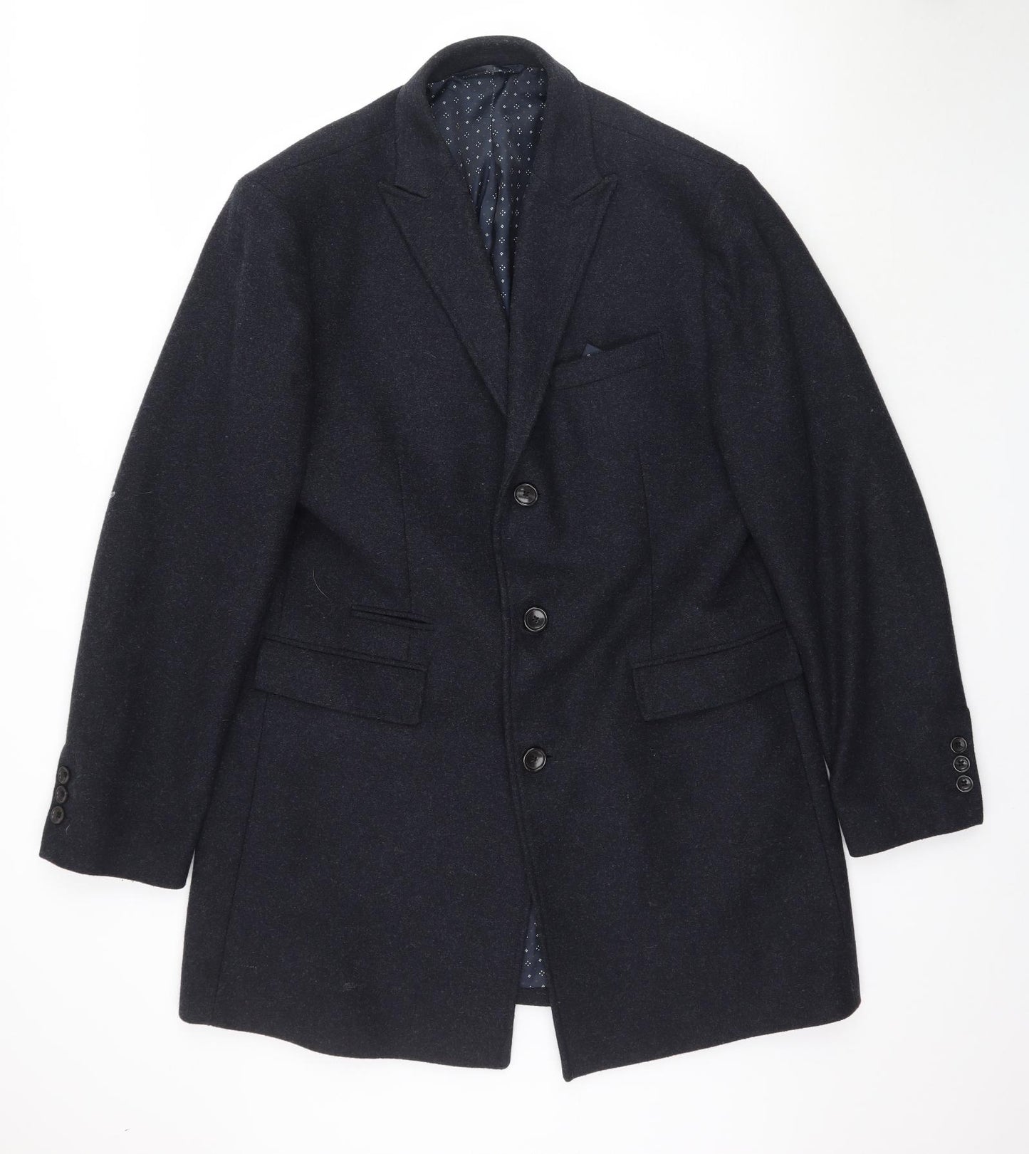 NEXT Mens Black   Overcoat Coat Size L