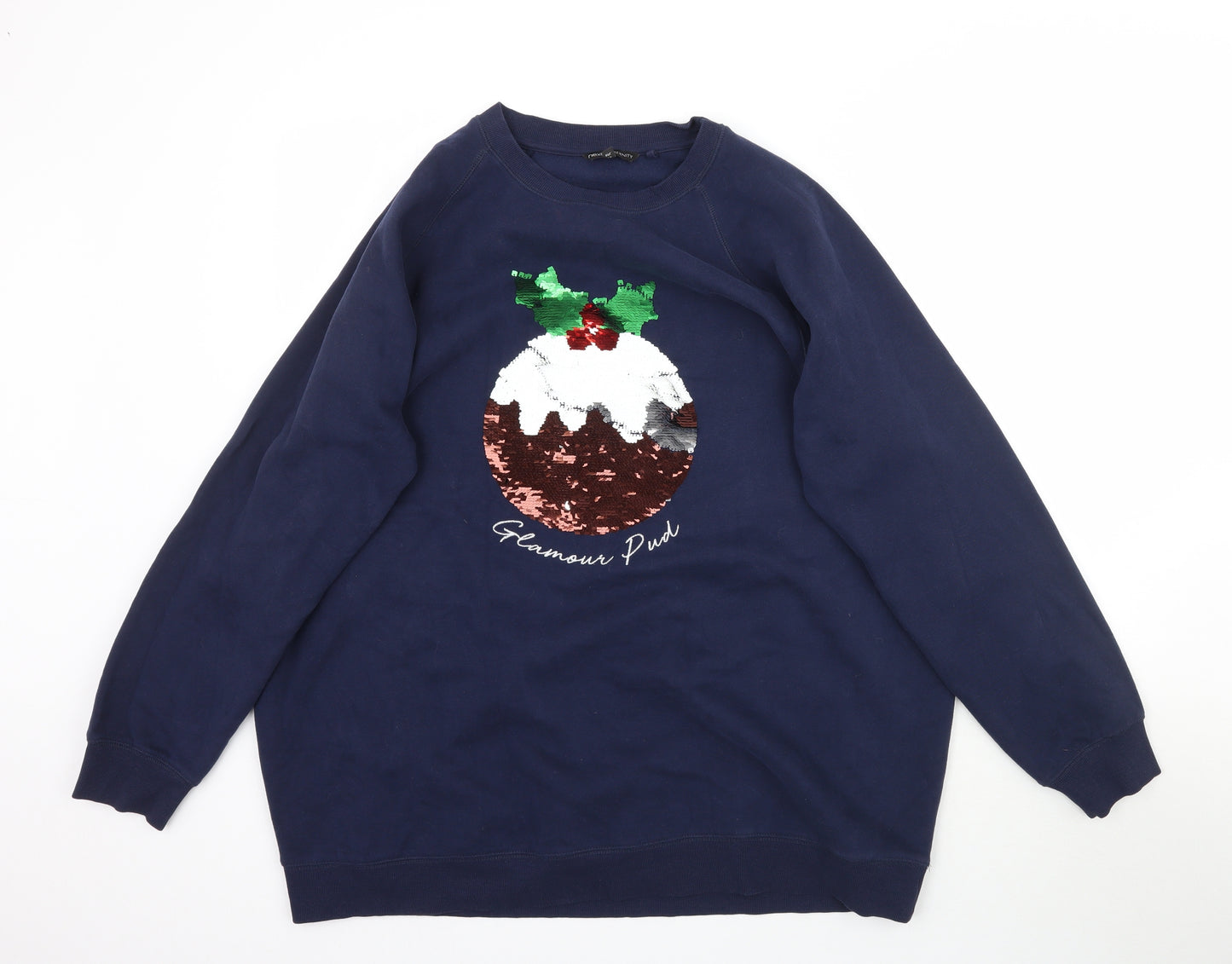 NEXT Womens Blue   Pullover Sweatshirt Size 20  - Christmas Pudding