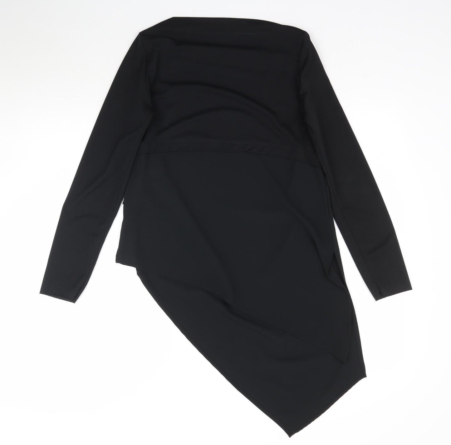 Zara Womens Black  Mesh Basic Blouse Size M  - Asymmetric Hem