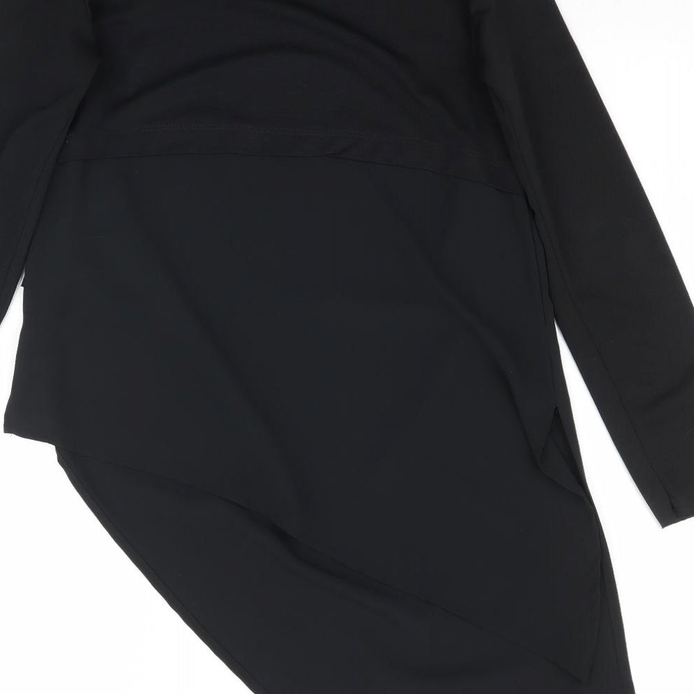 Zara Womens Black  Mesh Basic Blouse Size M  - Asymmetric Hem