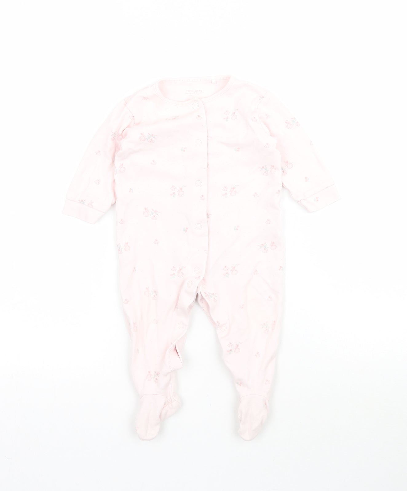 NEXT Girls Pink   Babygrow One-Piece Size 6-9 Months  - Bunny Rabbit Pattern